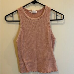 Caution To The Wind Dusty Pink Ribbed Tank